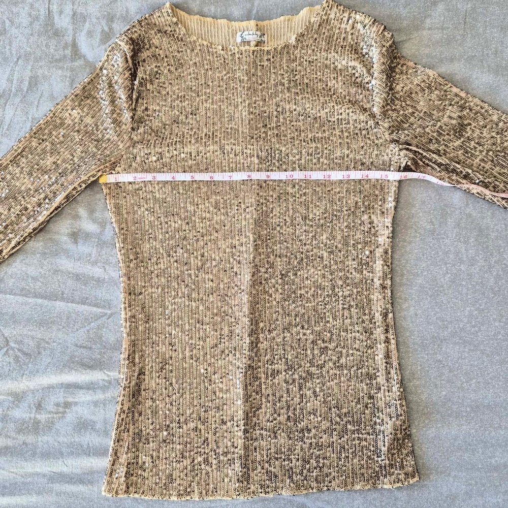 Free People Intimately All Over Sequin Gold Rush Whimsy Stargirl Romantic Top S - Picture 11 of 12
